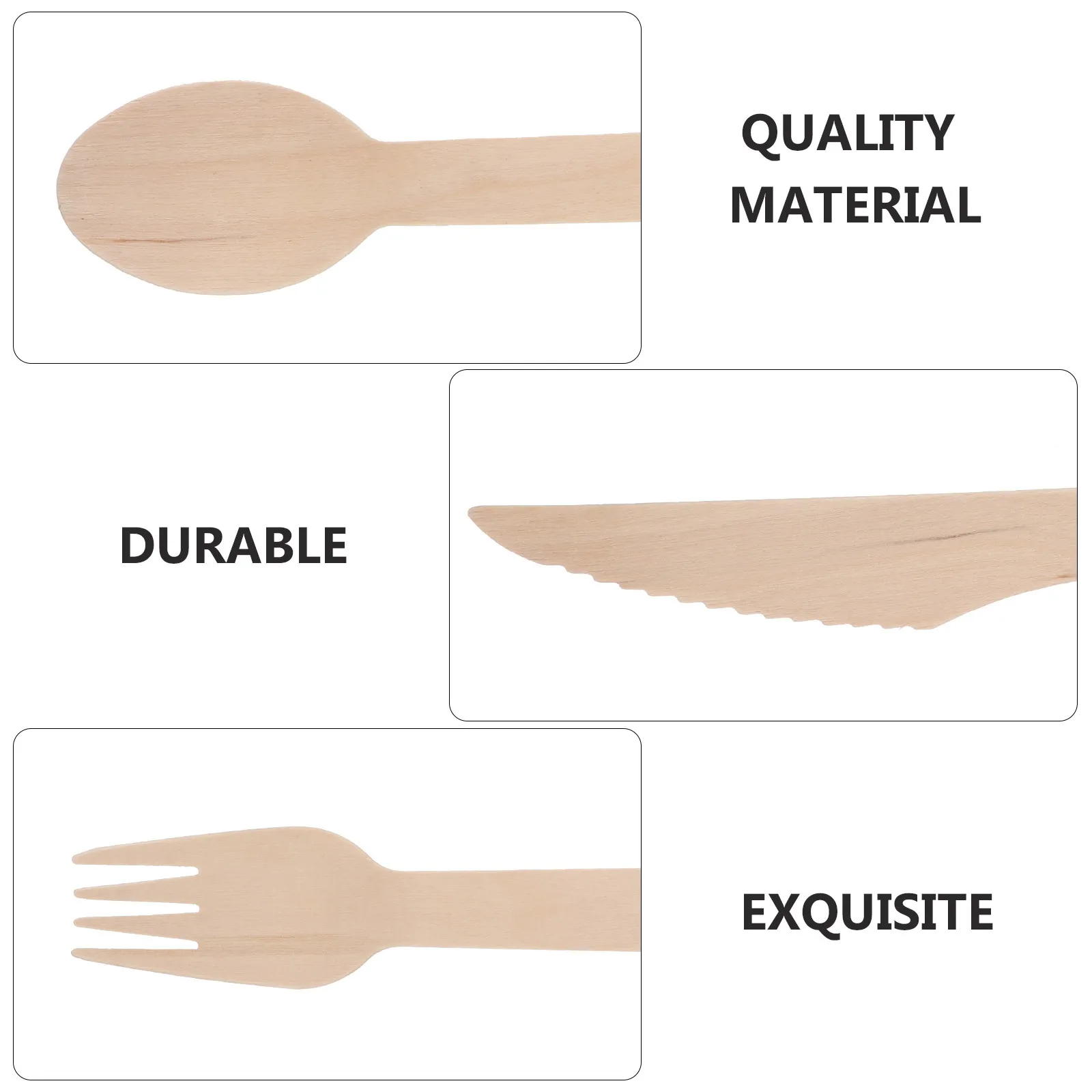 

20Sets Lightweight Wooden Disposable Cutlery Set Portable Party Fork Spoon Flatware Dinnerware Supply Party Tableware Set