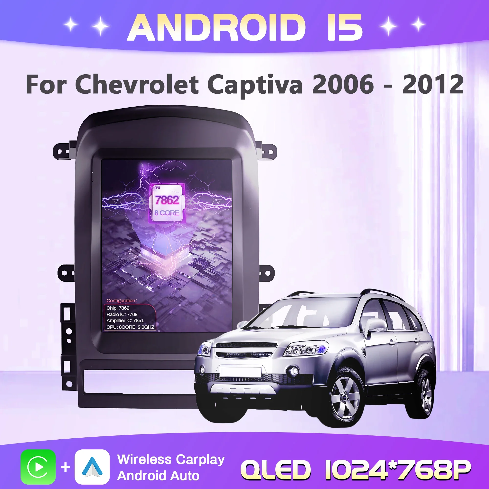 9.7inch Android 15 For Chevrolet Captiva 2006-2012 Car Radio Multimedia Navigation 4G GPS Wireless Carplay Screen Stereo