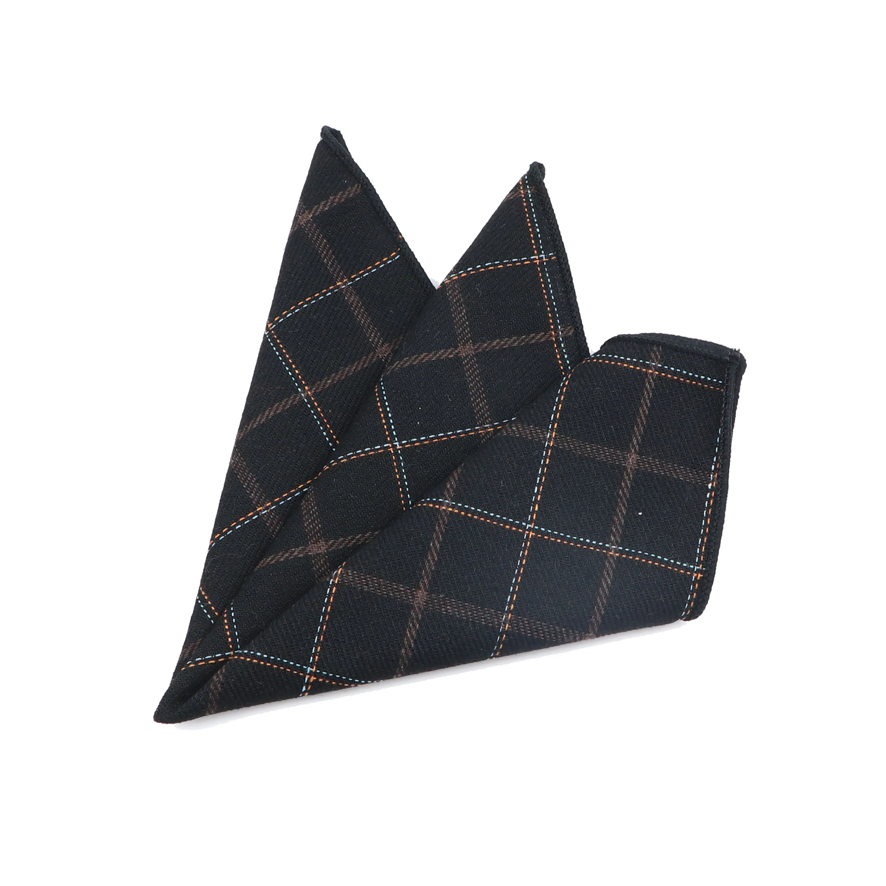 Cotton Classic Plaid Striped Pocket Square 24cm Hankies Brown Suit Party Daily Wear Handkerchief Tuxedo Gift Accessory For Man