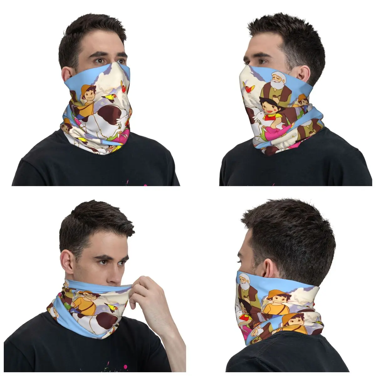 Heidi Peter And Grandpa Alps Goat Mountain Neck Gaiter Women Men Windproof Winter Cartoon Movie Bandana Scarf for Cycling