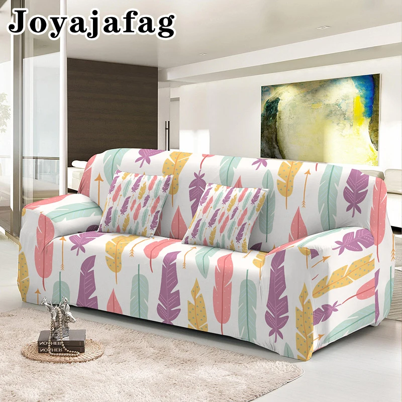 Elastic Sofa Cover Colorful Feather 1/2/3/4 Seater Slipcover All-inclusive Corner Couch Covers For Living Room Hotel Decor