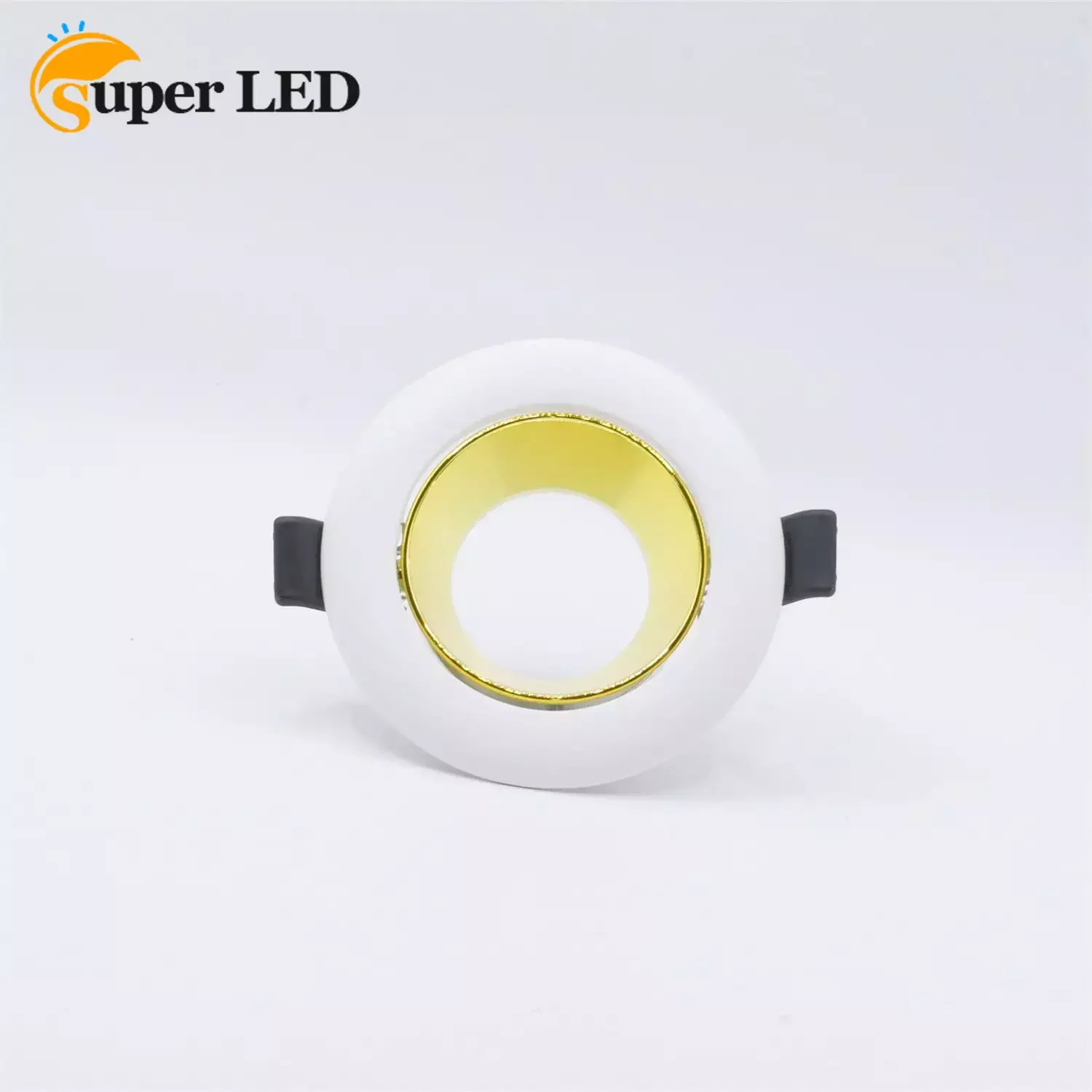 

White Round Golden Lining Fixed Downlight Fittings GU10 MR11 Cut Out 70mm Fixture Frames