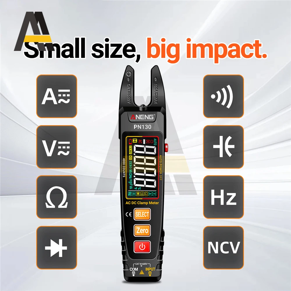 

Цифровой токоизмерительный клещевой мультиметр ANENG PN130, 4000 отсчетов, измерение напряжения AC/DC, емкости, NCV, сопротивления, тока, частоты, измерительные приборы