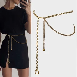 Fashion Golden Tassle Chain Belt High-End Luxury Brands D Metal Waist Chain Dress Jeans Waistband Designer Belts For Women