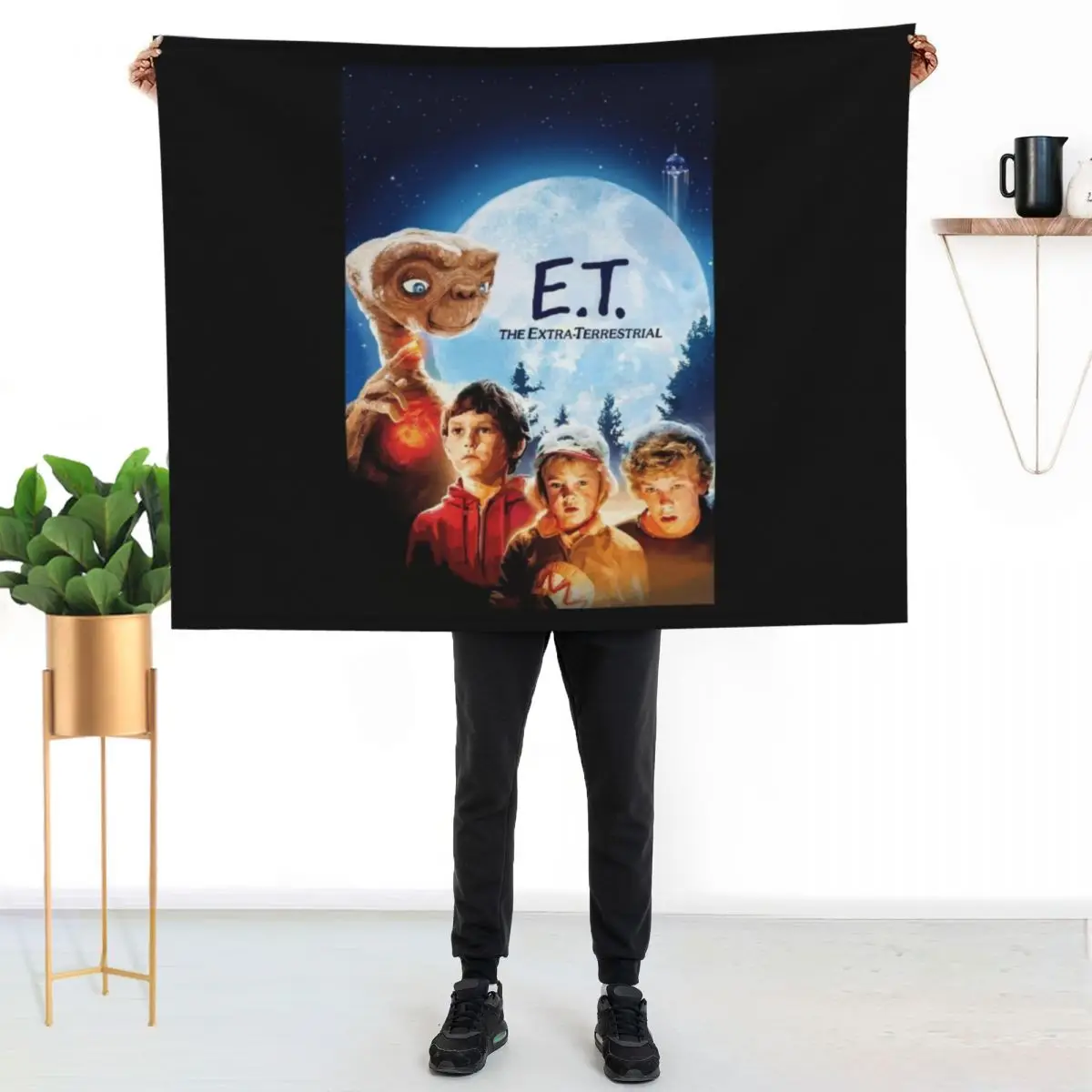 

E.T. The Extra- Terrestrial Digital Illustration Throw Blanket Cozy Throw Blanket Birthday Gift for Him Her
