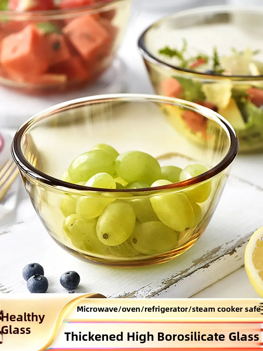 

Translucent Heat Resistant Glass Bowl for Soup Rice Noodles Egg Beating Microwave Se Simple Sle Salad Bowl Home Diningware