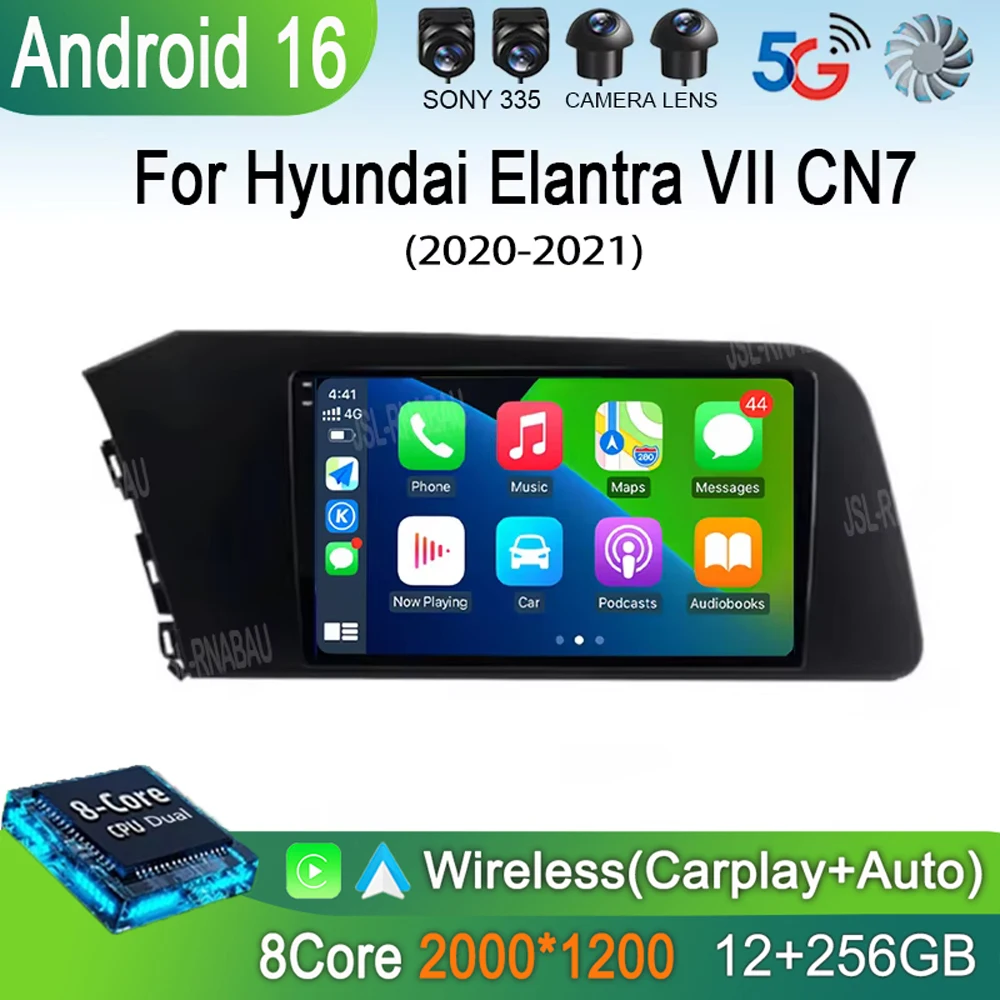 

Android 16 Carplay Auto 4G+WIFI For Hyundai Elantra VII CN7 2020 2021 Car Radio Navigation GPS Multimedia Video Player Head Unit