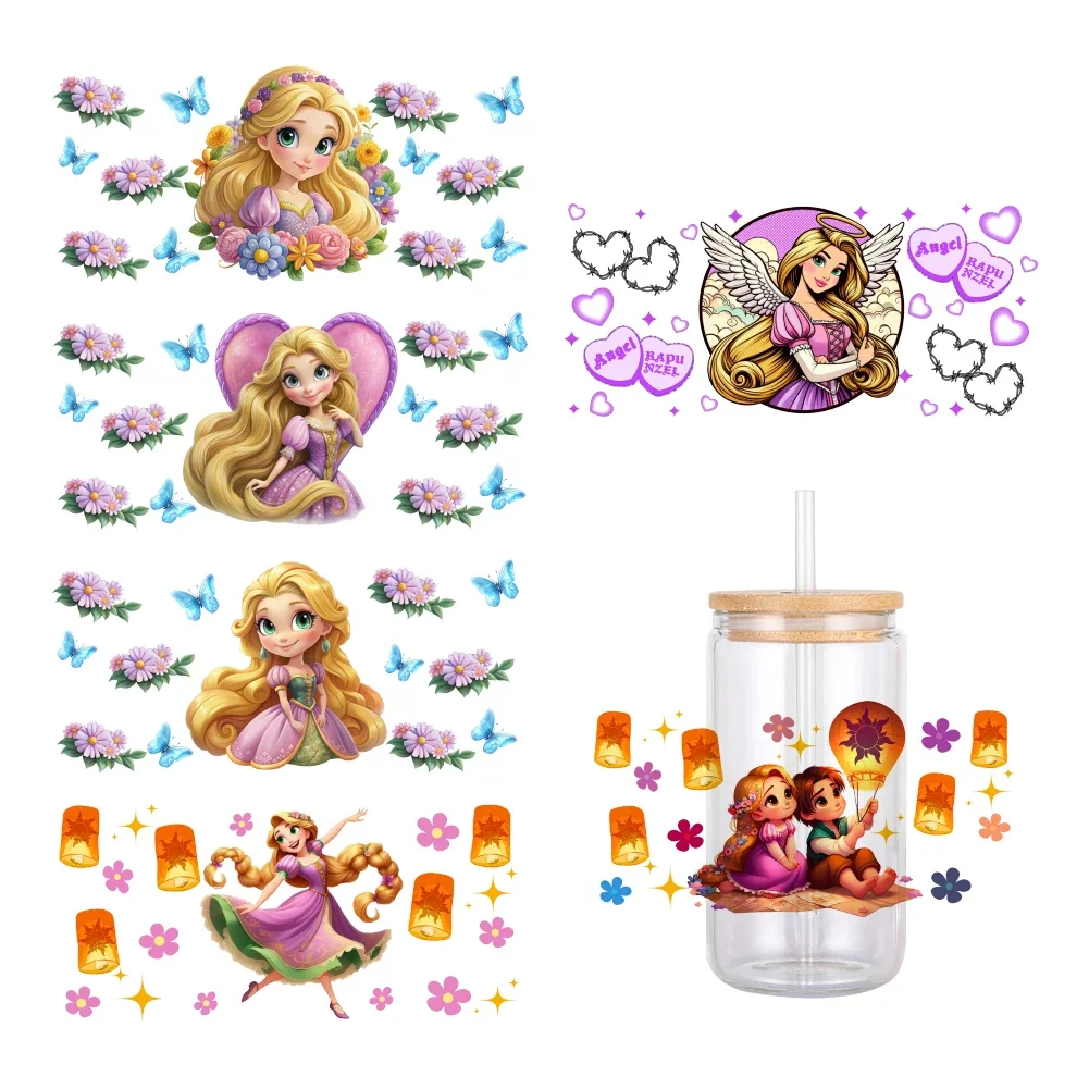 MINIS Disney Rapunzel Cartoon Princess UV DTF Transfer Sticker Waterproof Transfers Decals For 16oz Glass Cup Wrap Stickers