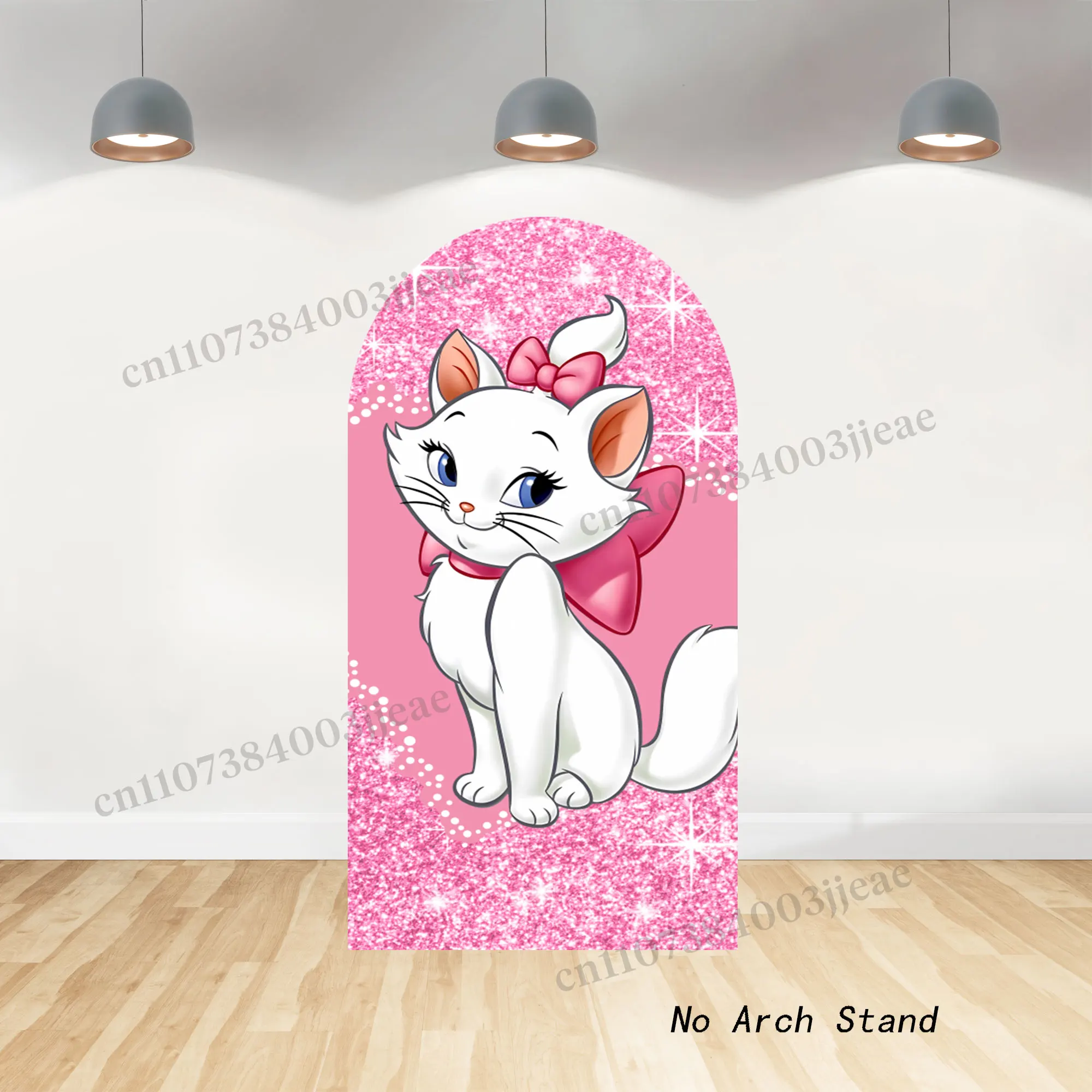 Marie Cat Arch Backdrop Covers for Girls First Birthday Party Pink Photo Baby Shower Background Wall Decorations Elastic Fabric