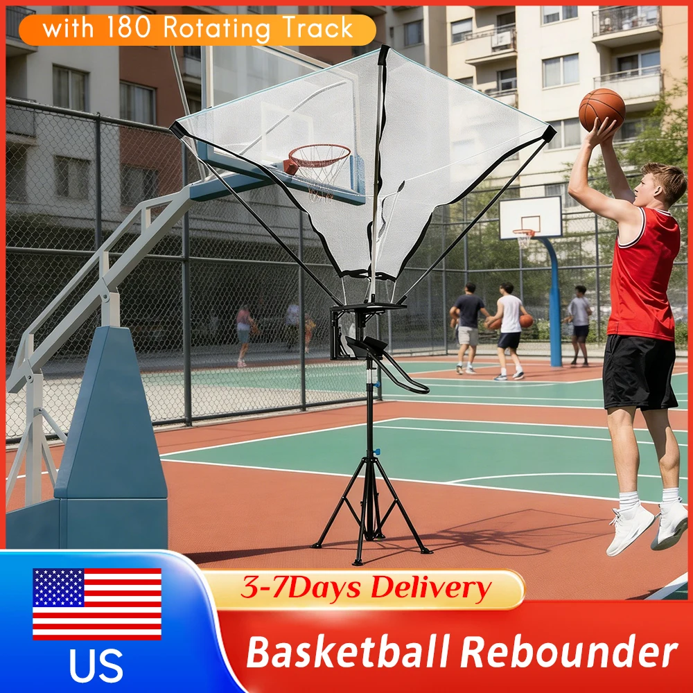 

Basketball Training Equipment Shooting Trainer 180° Rotating Track Adjustable Height Net Return System Shot Trainer for Practice