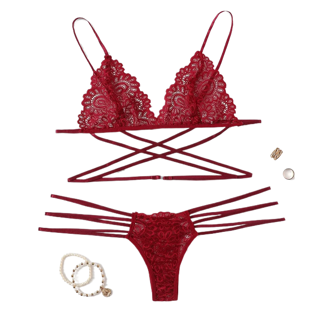 Sexy Lingerie Three - piece Strappy Women's Lingerie Set Hot Selling Exotic Tops And Bottoms Lingerie Sets Erotic Lingerie Sexy
