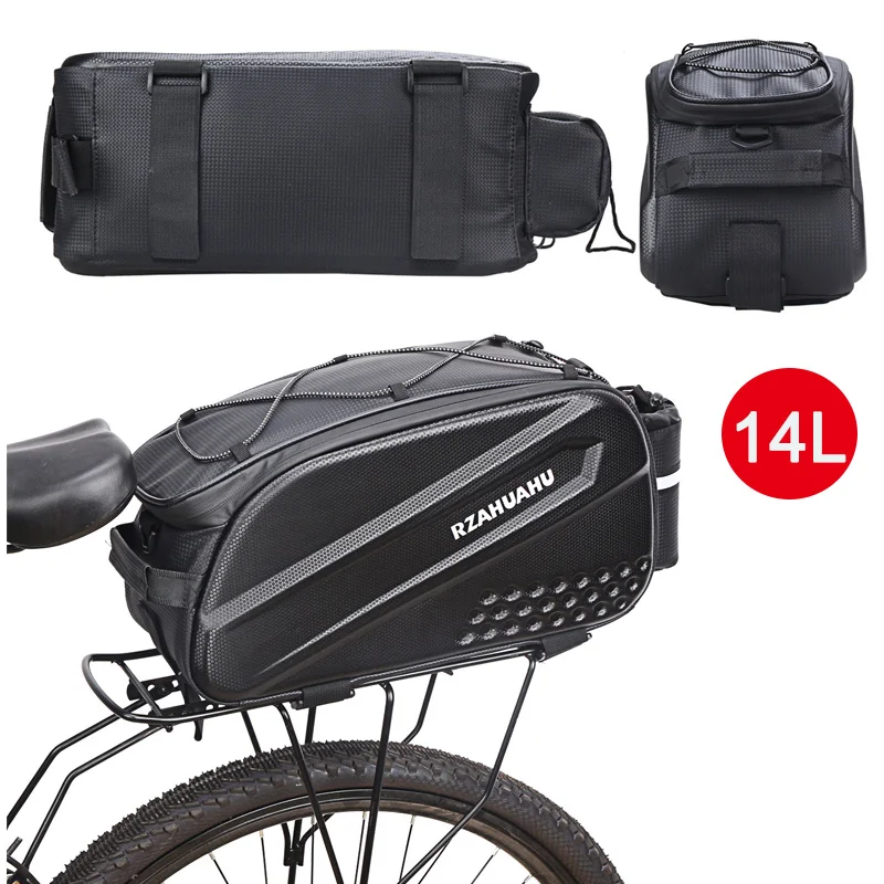 14/8L Bike Rear Seat Storage Bag Large Capacity Bike Rack Bag Trunk Pannier Night Reflective Cycling Accessories Pouch NEW