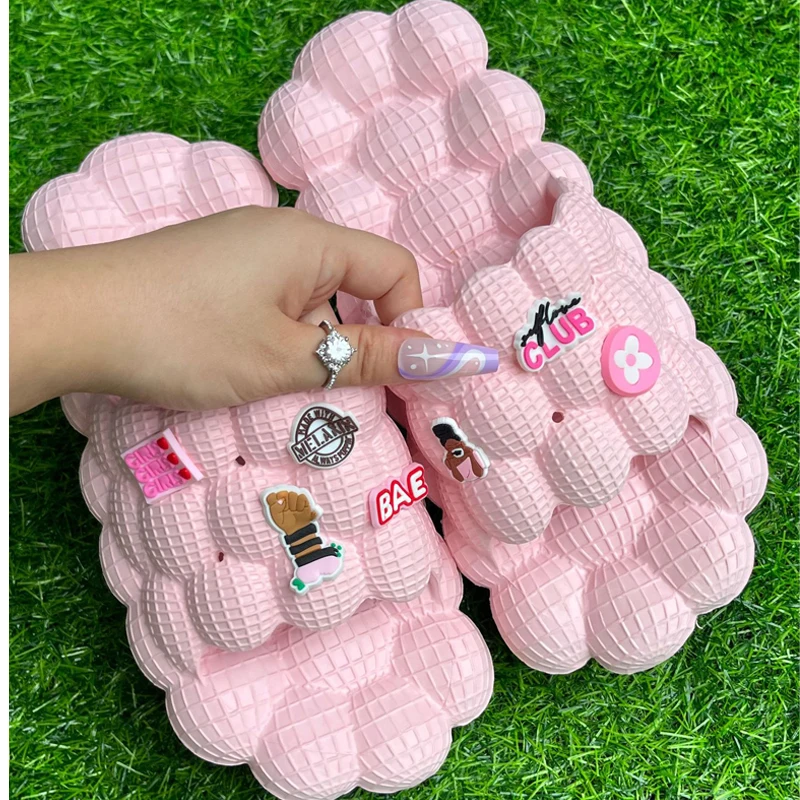 2024 Summer New Open Toe Bubble Slippers Plus Size Women Massage Flip-flops Non-slip Home Bathroom Slippers Ladies Shoes Sandals