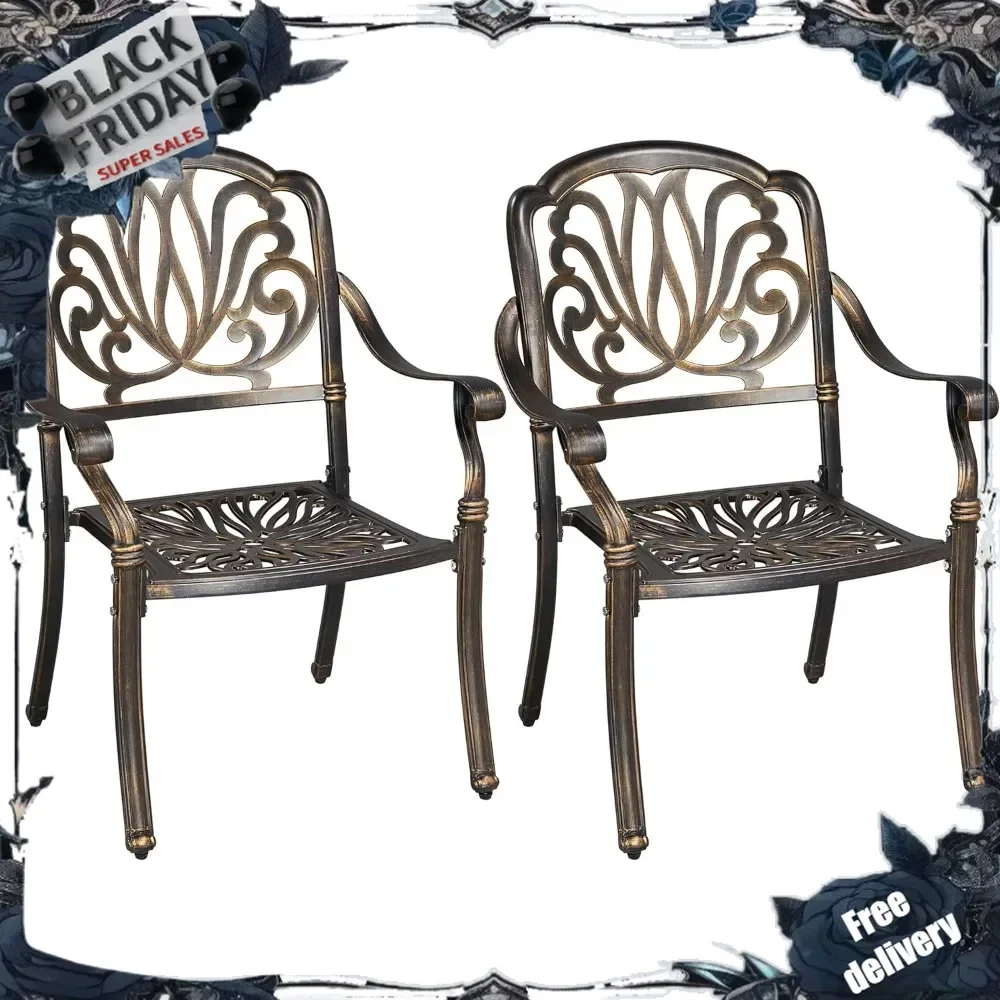 

Outdoor Dining Chairs Patio Chairss All-Weather Metal Chairs Cast Aluminium Stackable Chairss Armchairs Frame Patio Bist