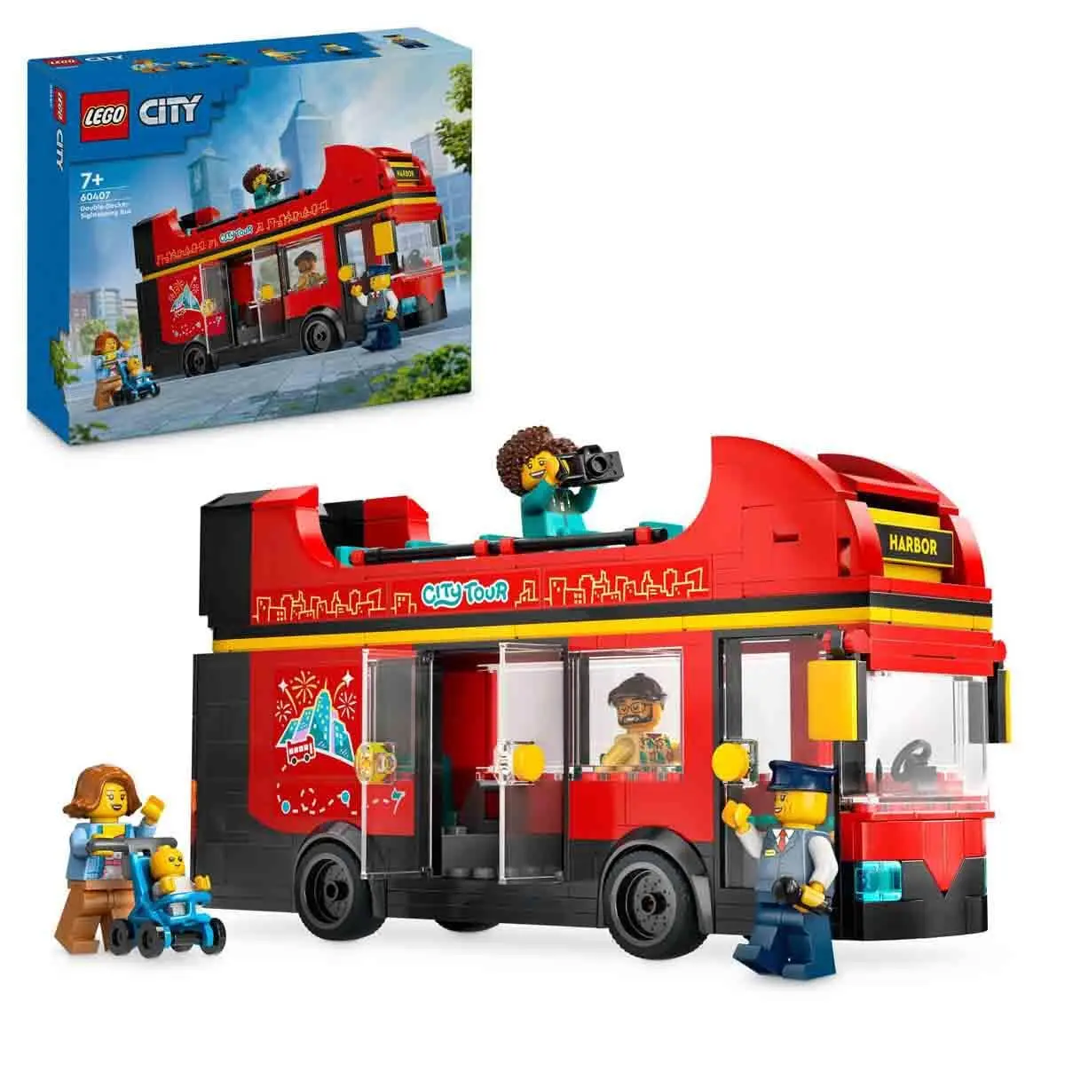 Lego City-60407 Red Double-Decker Sightseeing Bus Creative Building Block Toys, Room Decoration Ornaments