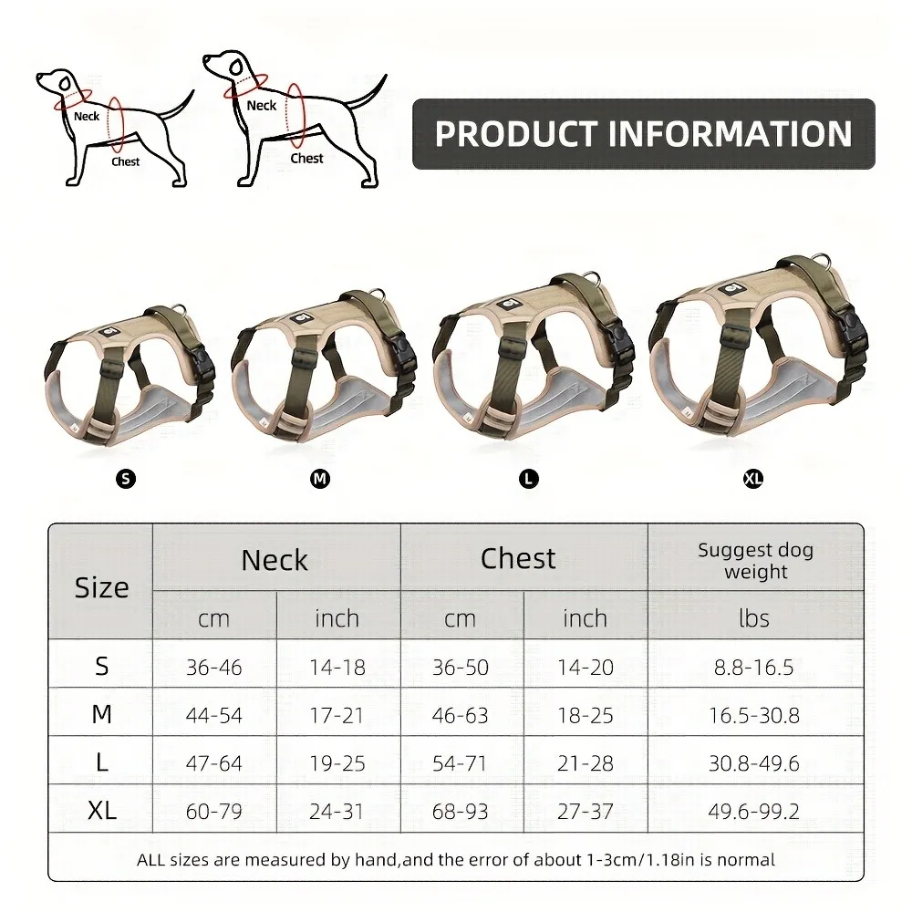 Anti-Choke Dog Harness - Chest With Reflective Strip Comfortable, Durable, Adjustable Handle for Small Medium Large Dogs