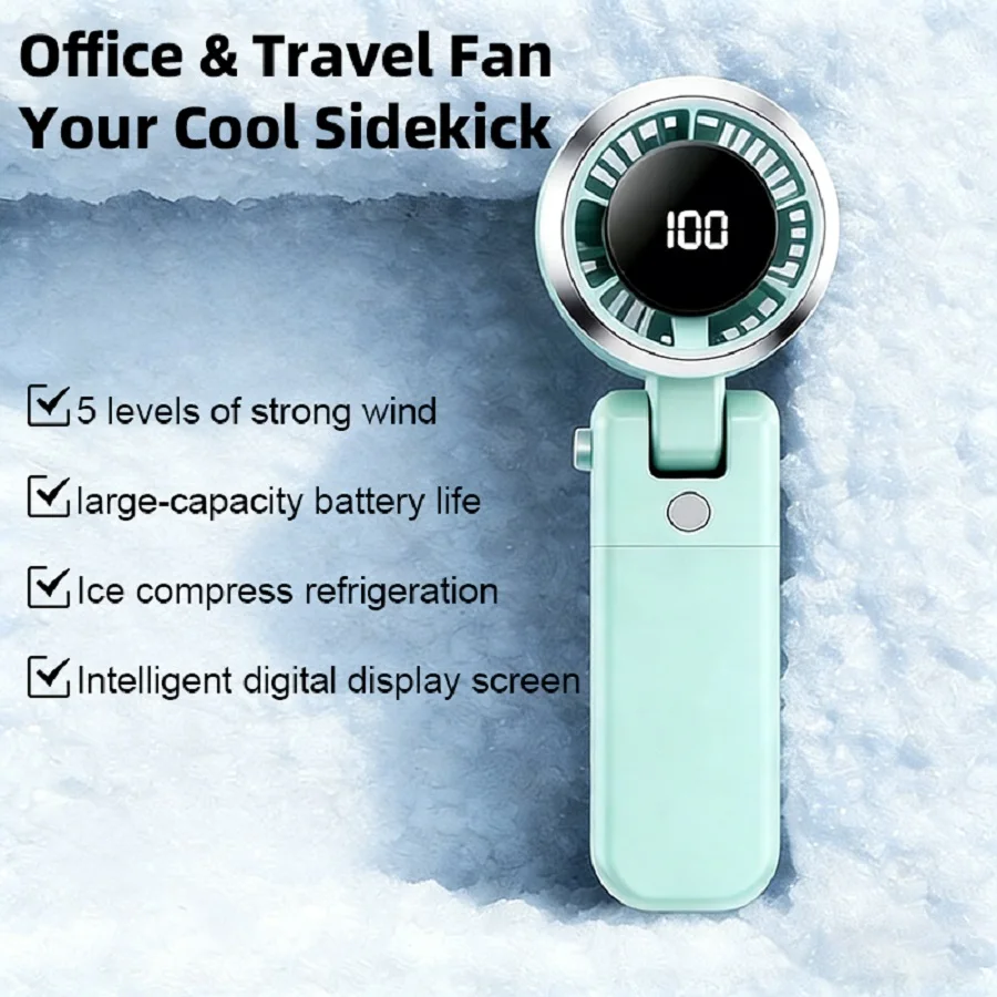 

Миниатюрный портативный турбо-вентилятор с высокоскоростным охлаждением, перезаряжаемый, с функцией холодного компресса, складной, настольный вентилятор