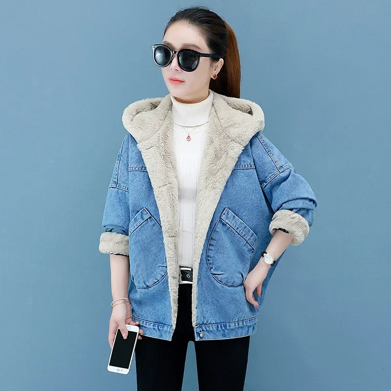 

Stylish Plus Size Loose-Fit Denim Jacket for Women Autumn/Winter New Arrival Cotton Coat Cotton-Padded Jacket Women's Clothing