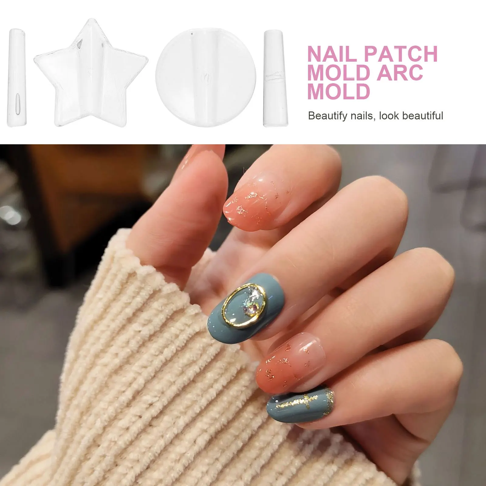 4Pcs Nail Art Design Mold Reusable Frame Bending DIY Manicure Supplies Halloween Gift Idea Nail Equipment Frame Bending Mold