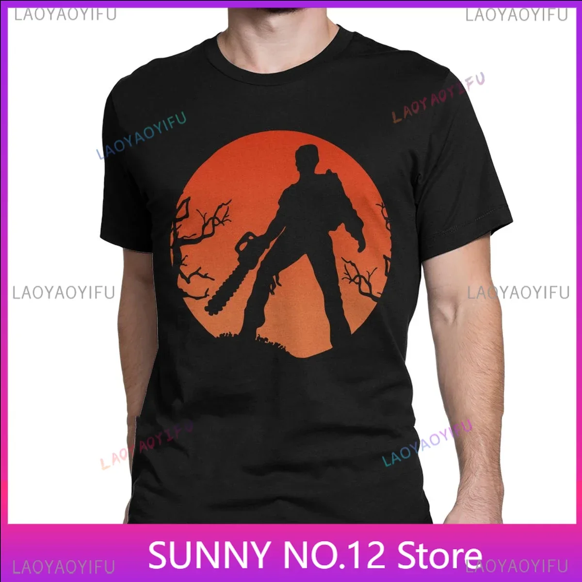 Horror Movie Ash Vs The Evil Dead T-Shirt for Men  T Shirt Bruce Campbell Short Sleeve TShirt Tees Streetwear