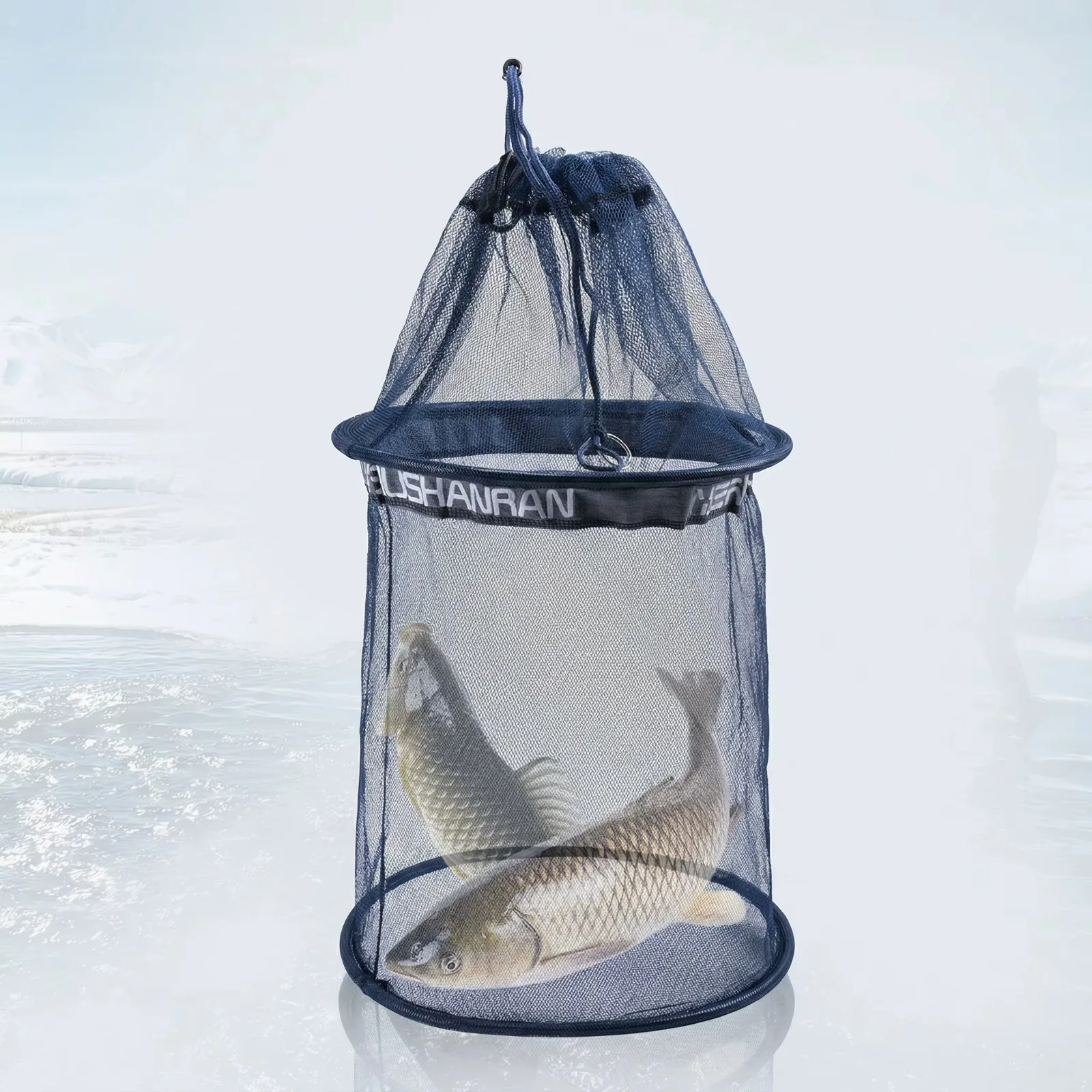 Nasse de pêche pliable portable Goture, filet en nylon robuste pour garder les poissons vivants, avec cordon de serrage, taille S/M, équipement de pêche extérieur