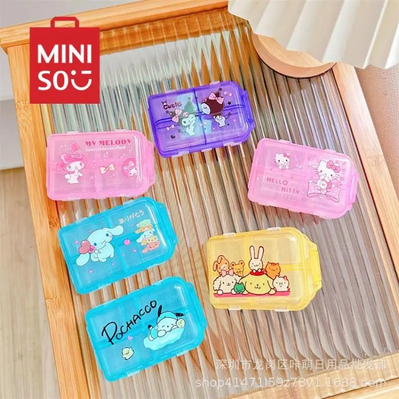 New Sanrio Medicine Box Kawaii Anime Cute Girl Heart Student Cartoon Hellokitty Pill Storage Box Mini Portable Seal Box