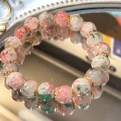 Japan Korea Elegant Sweet Cherry Blossom Bracelet For Women Cute Pink Peach Flower Metal Chain Bracelets Aesthetic Jewelry