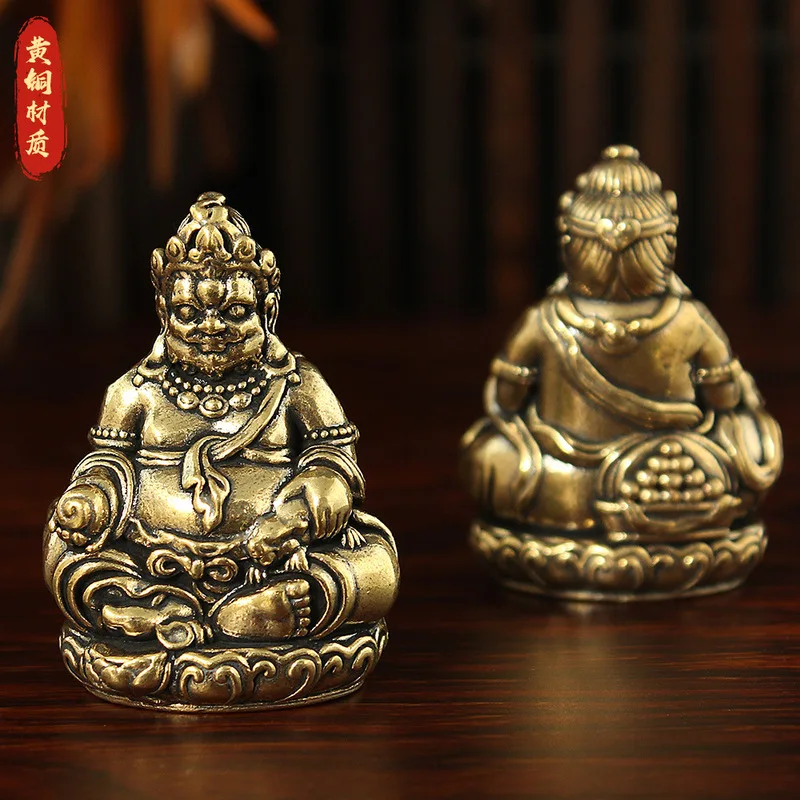 Yellow God of Wealth Pure Copper Ornament Creative Pocket Buddha for Home, Office, Entrance, and Desktop Worship - Wealthy Buddh