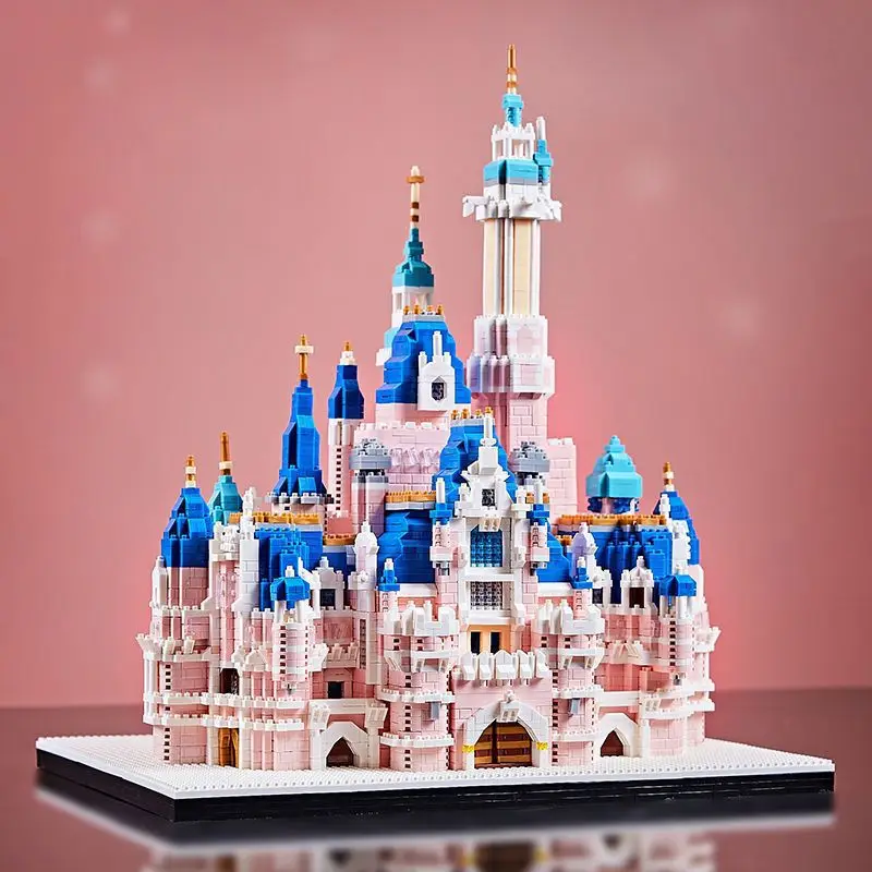 الإبداعية بناء الطوب خرافة العالم مايكرو الماس كتلة العالم الشهيرة أرض الخيال الوردي الأميرة القلعة لعبة Nanobrick لفتاة