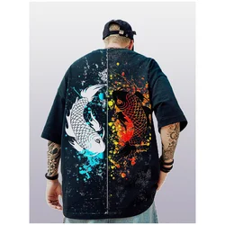 3d Yin Yang Fish Pattern T-Shirt Mens Short Sleeve Tops New Trendy Clothing Summer Fashion Casual Street Loose Large Size Blouse