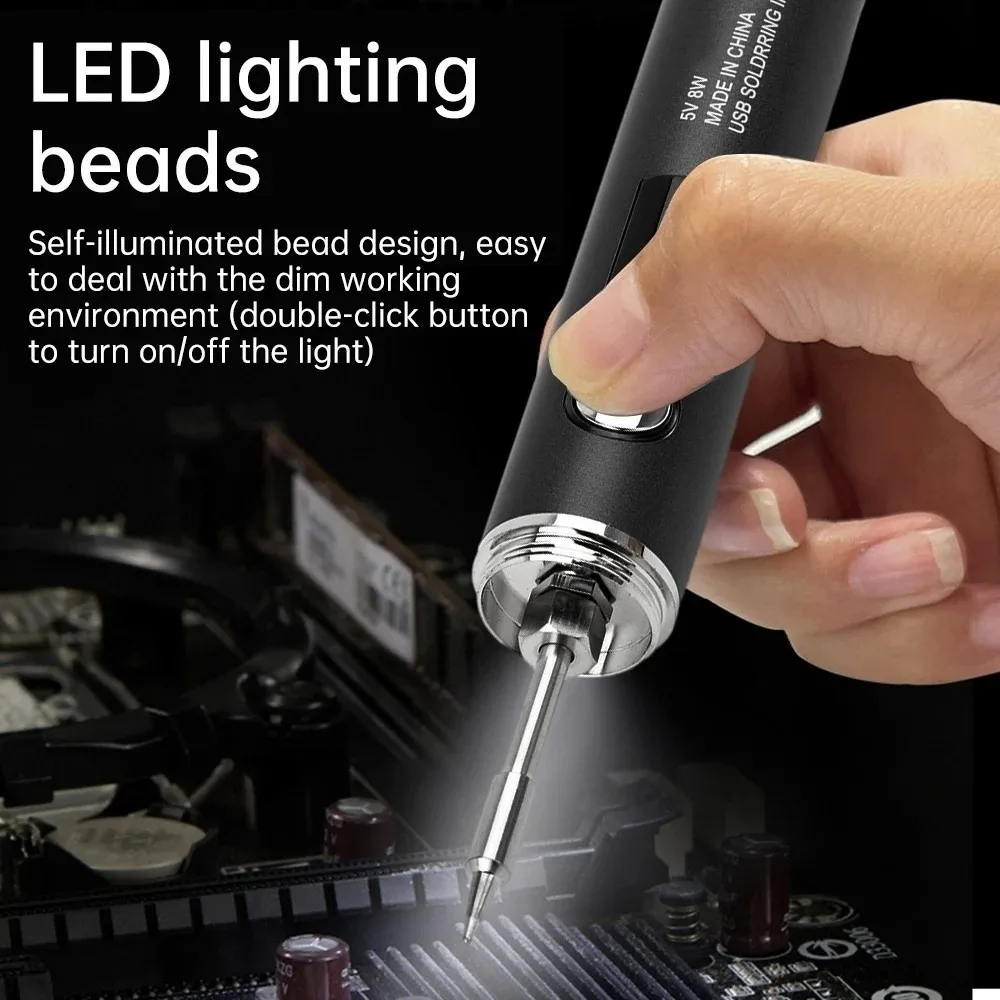 New 850/140mAh USB Electric Soldering Iron 3.7V DC 8-10W Power TYPE-C Soldering Iron 5 Levels Temperature Adjust Fast Charging