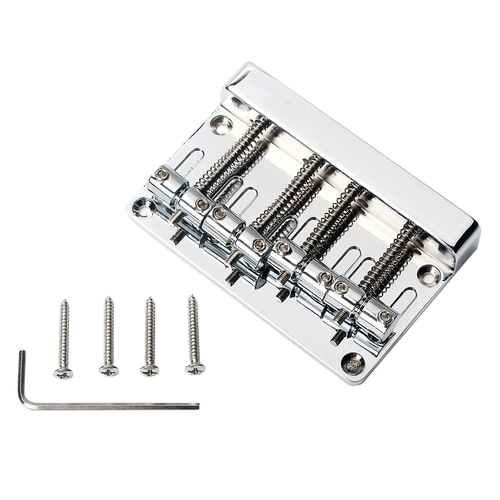 

GA1007 Metal 4 String Bass Bridge Vintage Style Bridge for Guitar with 4 Screws Wrench (Silver)