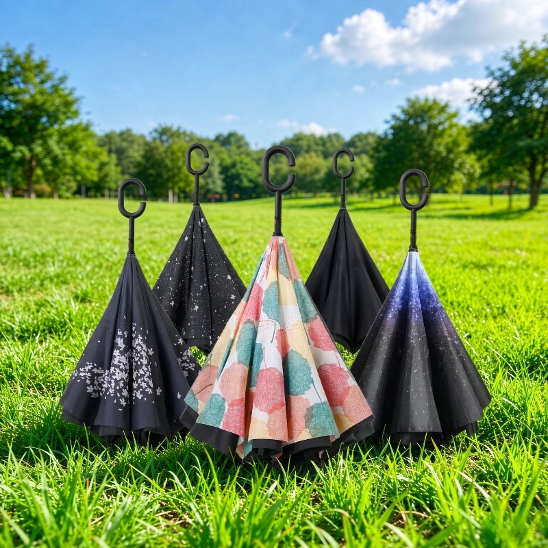 Automatic Reverse Umbrella Large Windproof UV Blocking One Hand Open Quick Dry Sun Rain Car Family Travel Daily Use 역방향 우산