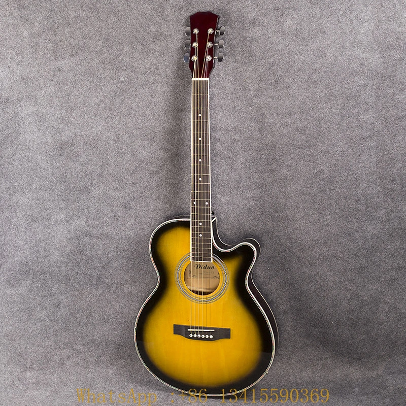 

40 Inch Folk Guitar Ultra-thin Barrel Electric Box Basswood Sunset Color EQ Acoustic Guitar