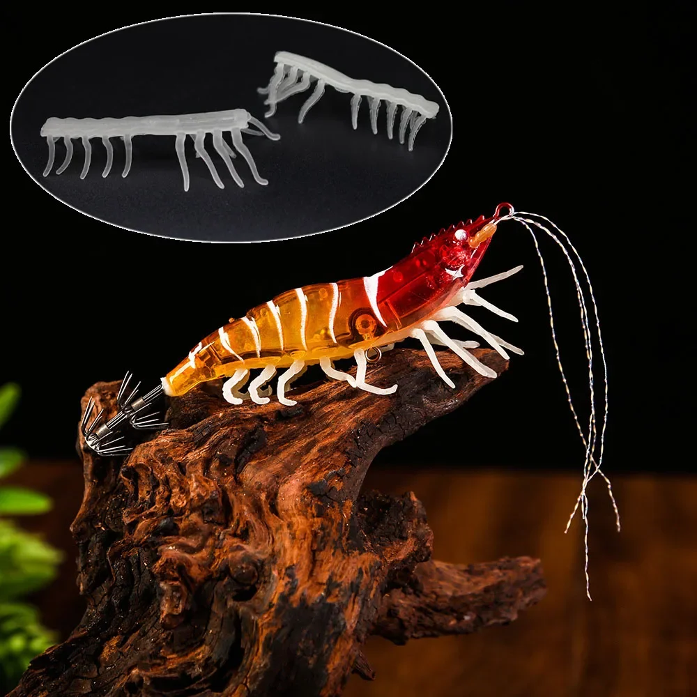 6 uds. Señuelos tipo Gamba brillantes de silicona, cebos flotantes para natación, señuelos que se hunden, simulación de gambas, Señuelos de Pesca - imagen 5