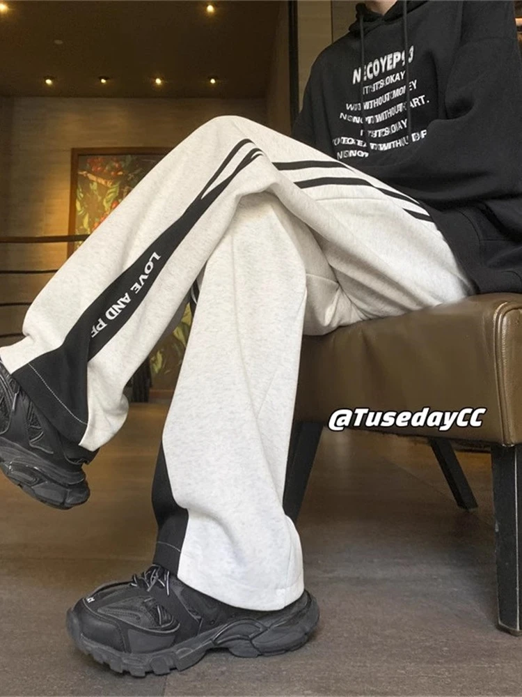 

Мужские повседневные брюки Color Blo, осенне-зимние, в стиле High Street, свободные, прямого кроя, в пол, модные, молодежные, стильные