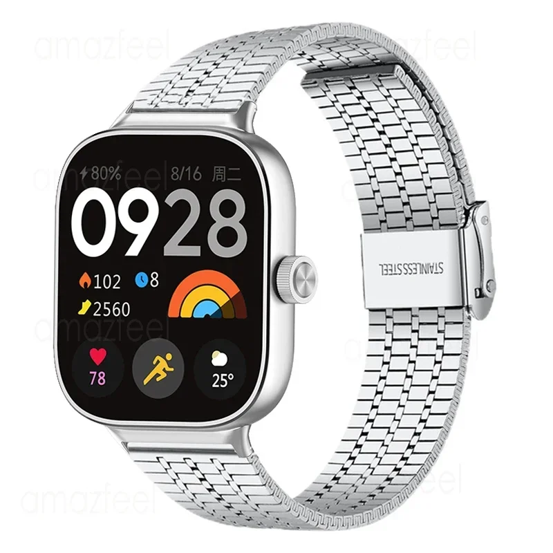 Pulseira de metal para redmi watch 4, pulseira de aço inoxidável para xiaomi mi band 9 pro, pulseira para xiaomi band 8pro