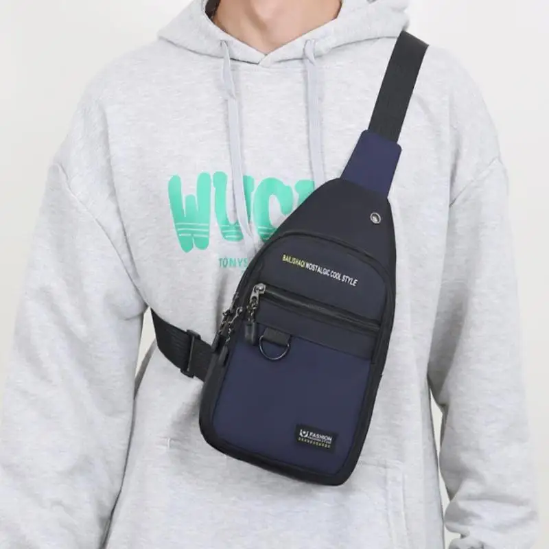 Bolsa de peito masculina moda um ombro crossbody bolsa grande capacidade esportes ao ar livre bolsa para celular