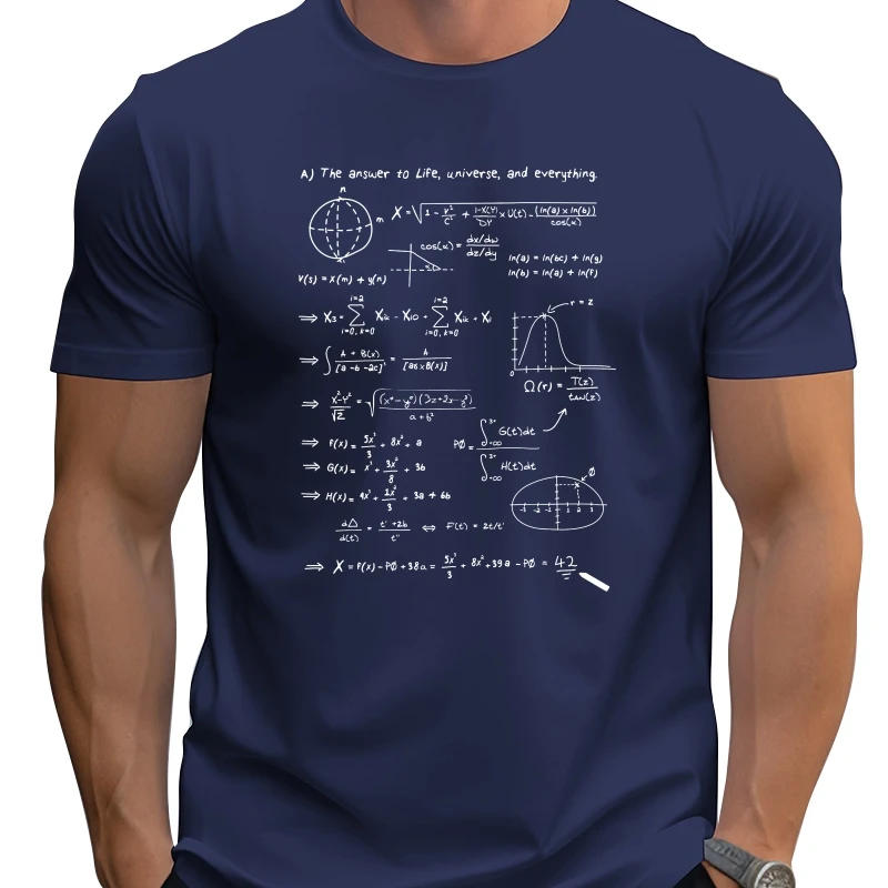 

Funny Math T-shirt Meaning Of Life Shirt Men Pure Cotton Short Sleeve Humor Mathematical Tshirt for Mathematicians Gift Tee Tops
