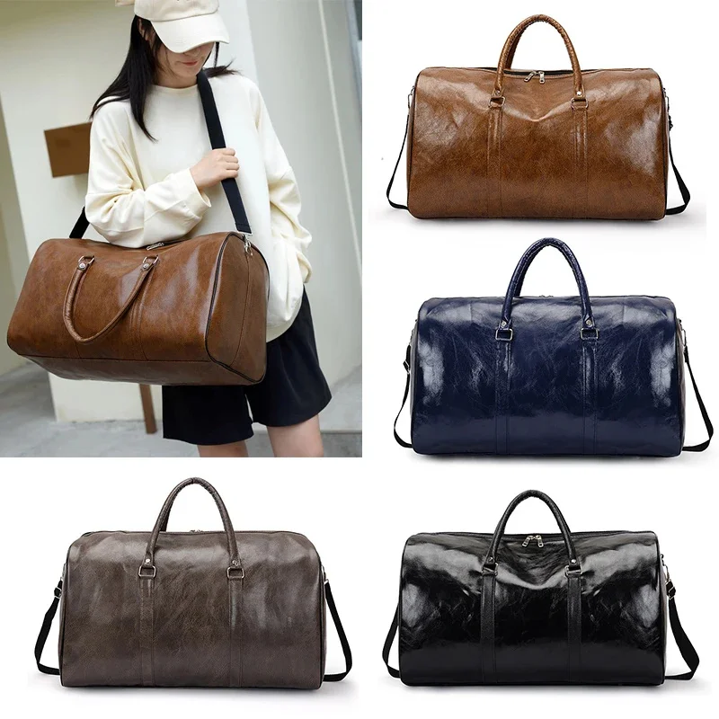 

Women'S Handbag Gym Fitness Bag for Man PU Leather Large Travel Duffle Luggage Tote Shoulder Boston Sports Cross Hand Side Bags