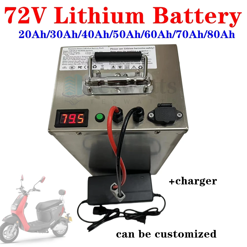 72V 20AH 30AH 40Ah 50AH 60AH 70AH 80Ah Lithium -ion battery with BMS for motorcycle electric car pedal energy golf cart