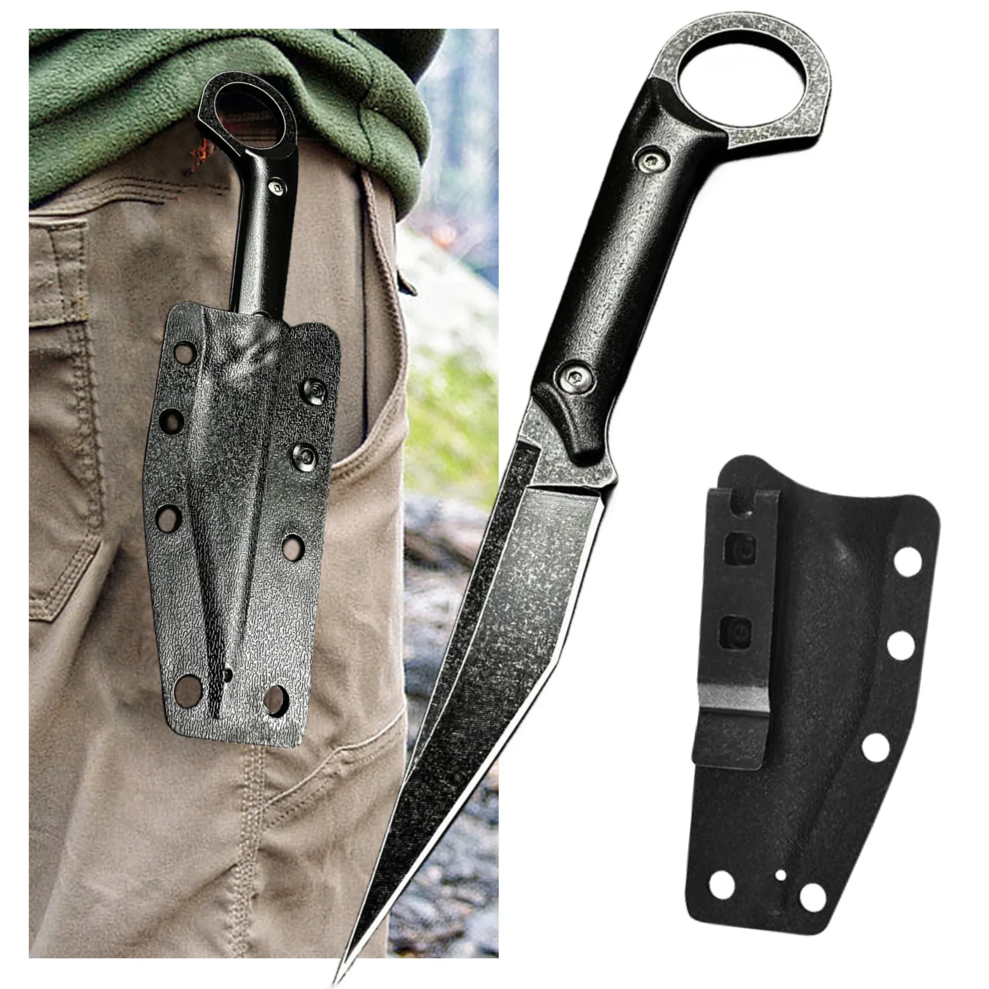 2024 New portable multi-purpose outdoor straight knife +K sheath, jungle survival EDC knife Pocket knife