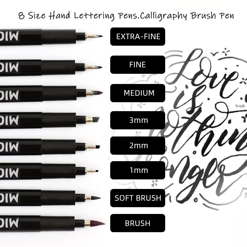 Hand Lettering Pens, Calligraphy Brush Pen, Pigment Liner Micron Pen Black Markers Set for Artist Sketch, Technical, Beginners