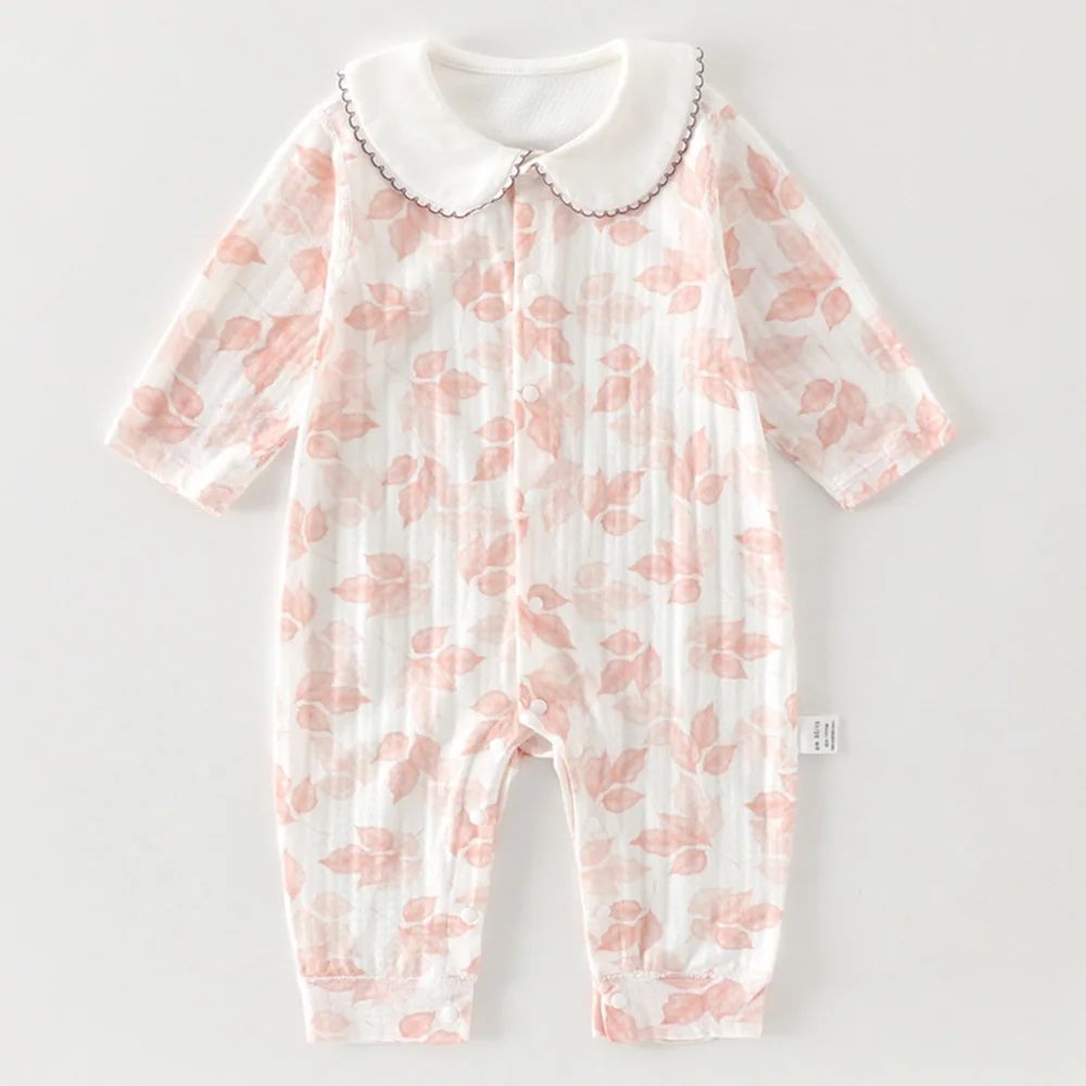 

100% Cotton Baby Girl Rompers Summer Newborn Long Sleeve Flat Seam Cotton Breathable Infant Jumpsuit Air Conditioner Suit