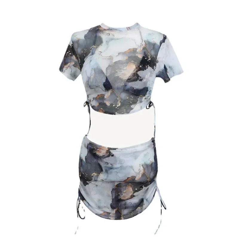 4er-Pack Neckholder-Bikini-Set für Damen, Badeanzug mit Marmordruck, vertuscht, sexy Sommer-Strand-Badeanzug, Bikinis