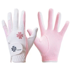 TTYGJ Guantes de ciclismo para mujer con cuero PU, guantes de pesca transpirables con partículas de gel de sílice, guantes de golf antideslizantes