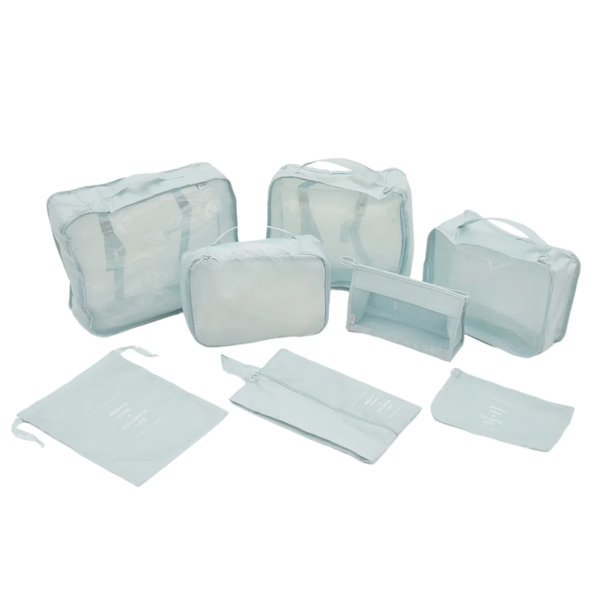 8PCS Surtido de viajes Bolsas de almacenamiento Capacidad Bolsas de almacenamiento de equipaje para embalar ropa cuadrada Ropa interior Cosmética Viajes,D