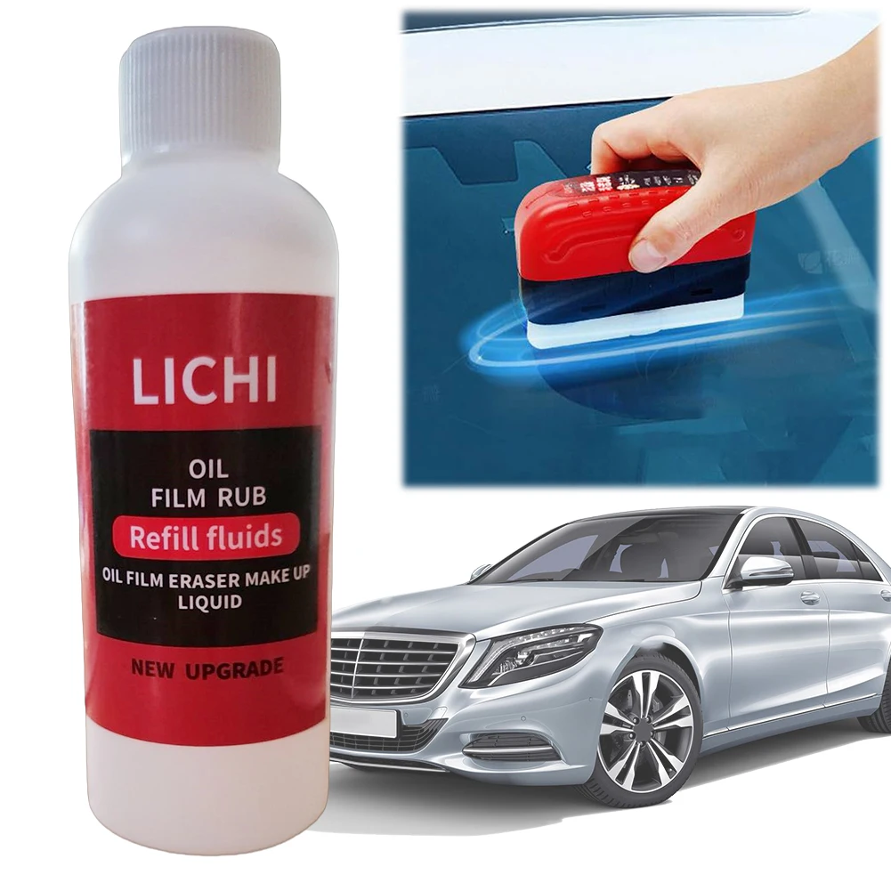 120ML Car Windshield Cleaner Removes Dirt Oil Film Stain Remover Car Glass Sponge Cleaning Brush Powerful Windshield Oil Film