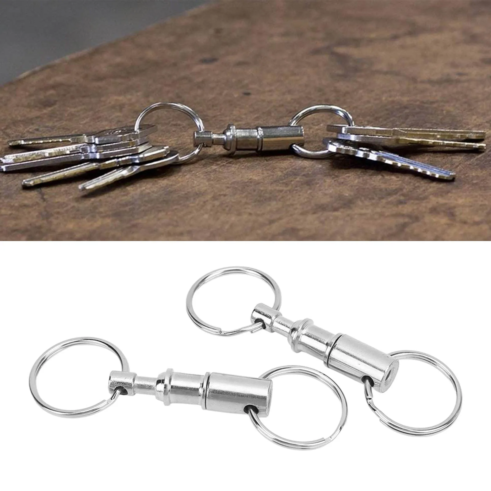Dual Quick Release Keyring Detachable Double Split  Key  for Hanging House Key Belt Key  Keyring with Snaplock