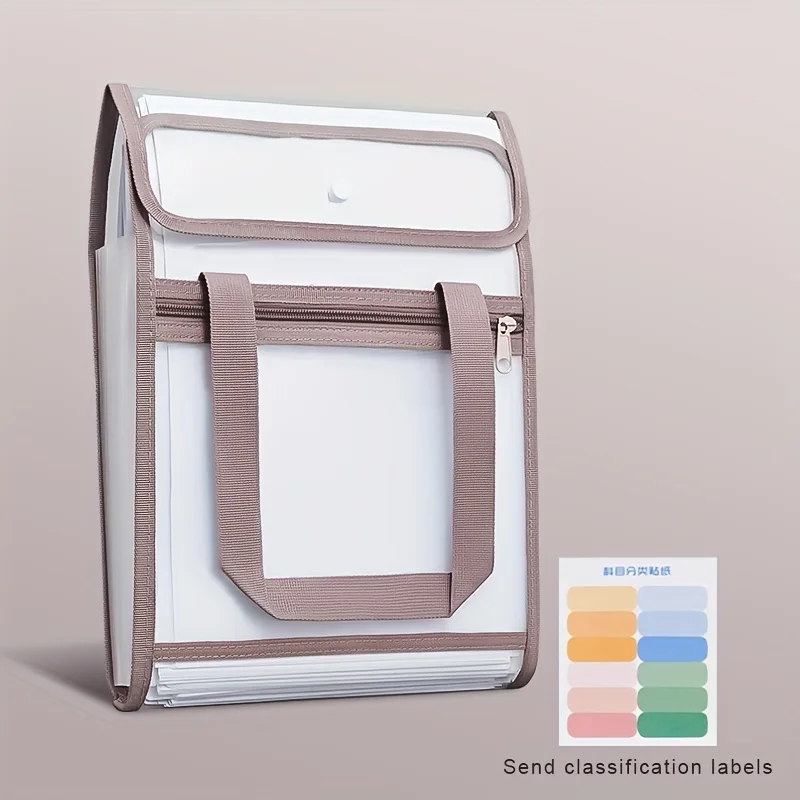 مجلد ملفات قابل للتوسيع مكون من 13 جيبًا - حجم حرف A4، قماش متين متعدد الألوان مع سحاب وأشرطة مقبض للفصول المكتبية